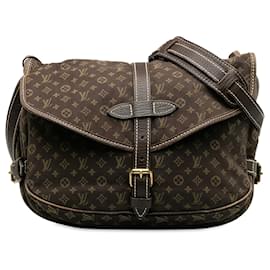 Louis Vuitton-Louis Vuitton Brown-Monogramm Mini Lin Saumur 30-Braun,Dunkelbraun