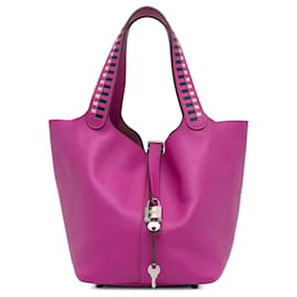 Hermès-Hermes Pink Epsom Tressage Picotin Lock 22-Pink