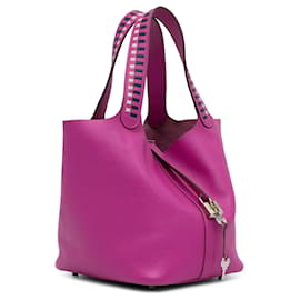 Hermès-Hermes Pink Epsom Tressage Picotin Lock 22-Pink