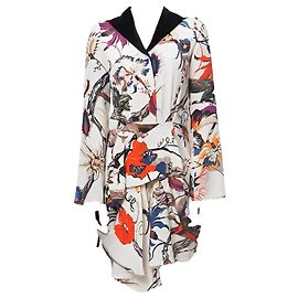 Balenciaga Iguana Seidenkleid mit Blumenmuster Eggshell Aus weiß