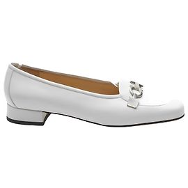 Mocassins Salvatore Ferragamo Gancini en cuir Eggshell Blanc cassé