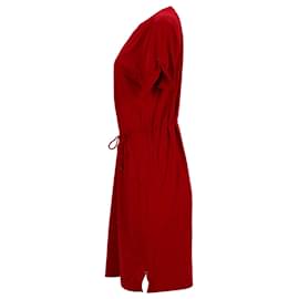 Tommy Hilfiger-Tommy Hilfiger Robe à manches courtes avec logo Essentials pour femme en coton rouge-Rouge
