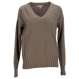 Tommy Hilfiger Rippstrickpullover für Damen mit V-Ausschnitt Grün Olivgrün