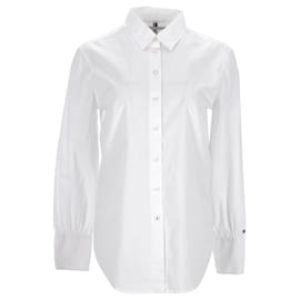 Tommy Hilfiger-Camicia da donna in popeline di puro cotone con vestibilità fidanzata-Bianco