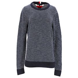 Tommy Hilfiger Herren-Honeycomb-Slub-Pullover aus marineblauer Baumwolle Marineblau