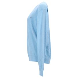 Tommy Hilfiger-Tommy Hilfiger Pull en soie et coton biologique pour homme en coton bleu clair-Bleu,Bleu clair