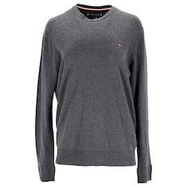 Tommy Hilfiger-Herrenpullover mit normaler Passform und Rundhalsausschnitt-Grau