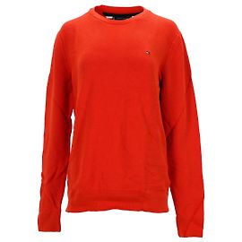 Tommy Hilfiger Herren-Pullover mit normaler Passform aus orangefarbener Baumwolle Orange