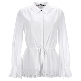 Tommy Hilfiger-Tommy Hilfiger Womens Scalloped Broderie Blouse in White Cotton-White