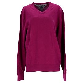Tommy Hilfiger Herren-Pullover aus Pima-Baumwolle und Kaschmir mit V-Ausschnitt Lila