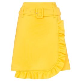 Prada Minirock aus gelbem Krepp mit Gürtel Gelb