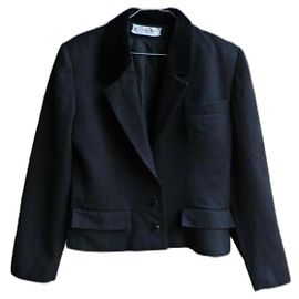Dior Black Wool Jacket with Velvet Collar Black