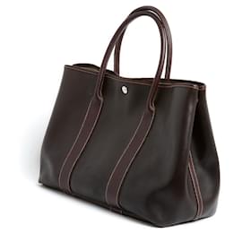 Hermès-Hermes 2004 Amazonia Leather Garden Party MM Bag-Brown