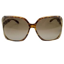 Autre Marque-Óculos de sol de bambu marrom Gucci-Marrom