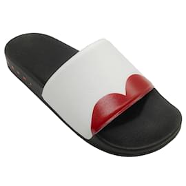 Autre Marque-Marni White / Red Lips Slide-Sandalen-Weiß