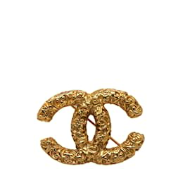 Chanel-Bracelet de costume broche CC Chanel doré-Doré