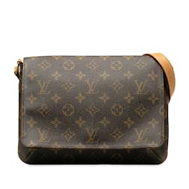 Louis Vuitton-Bolso de hombro con correa corta Louis Vuitton Monogram Musette Tango marrón-Castaño