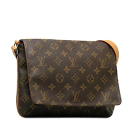 Louis Vuitton-Bolso de hombro con correa corta Louis Vuitton Monogram Musette Tango marrón-Castaño
