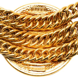 Chanel-Collier de costume ras du cou à triple chaîne Chanel CC doré-Doré
