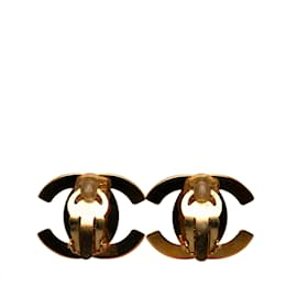 Chanel-Boucles d'oreilles à clip Chanel CC Turn Lock dorées-Doré