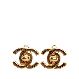 Chanel-Orecchini a clip Chanel CC Turn Lock in oro-D'oro