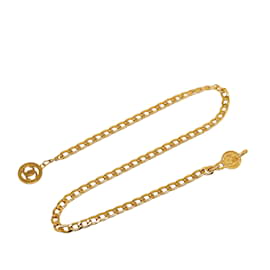 Chanel Vintage Gold Metal And Black Lambskin Lucky Charm Chain