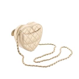 Chanel-Beige Chanel Mini CC in Love Heart Umhängetasche-Beige