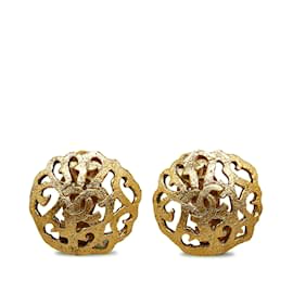 Chanel-Boucles d'oreilles clips Chanel CC dorées-Doré