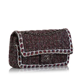 Chanel-Bolsa de ombro com aba forrada de tweed médio trançado Multi Chanel-Multicor