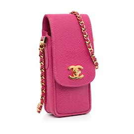Chanel-Pink Chanel CC Caviar Phone Crossbody Bag-Pink