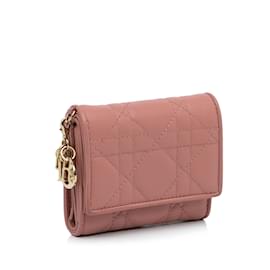 Dior-Pink Dior Cannage Leather Wallet-Pink