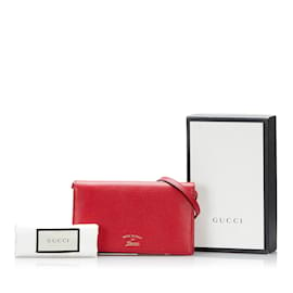 Gucci-Portefeuille continental en cuir rouge Gucci Swing sur sac à bandoulière à sangle-Rouge