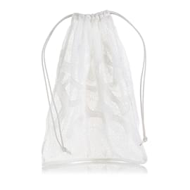 Bottega Veneta-White Bottega Veneta Cotton Mesh Drawstring Bag Liner-White