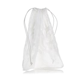 Bottega Veneta-White Bottega Veneta Cotton Mesh Drawstring Bag Liner-White