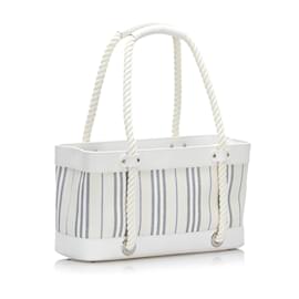 Burberry-White Burberry Stripes Handbag-White