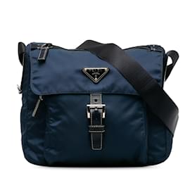 Prada-Blue Prada Tessuto Crossbody Bag-Blue