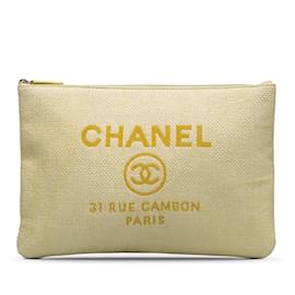 Chanel-Bolsa Clutch Chanel Deauville O Amarela Amarela-Amarelo