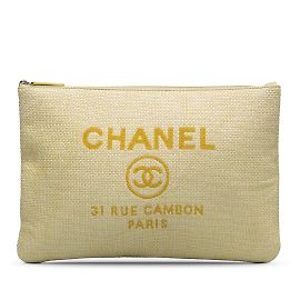 Yellow Chanel Deauville O Case Clutch Bag Yellow