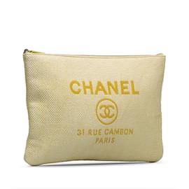 Chanel-Bolso clutch amarillo Chanel Deauville O Case-Amarillo