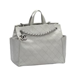 Chanel-Bolso satchel gris Chanel CC Pocket Matelasse de cuero-Otro