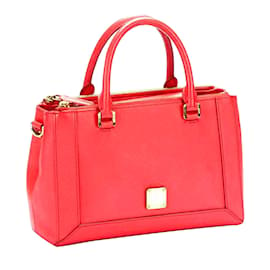 MCM-Red MCM Nuovo Leather Satchel-Red