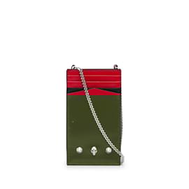 Alexander Mcqueen-Red Alexander McQueen Skull Leather Phone Holder Crossbody Bag-Red