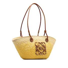 Loewe-Loewe x Paulas Ibiza amarela pequena sacola de cesta de ráfia com anagrama-Amarelo