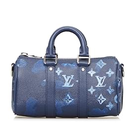Louis Vuitton-Bolso satchel Keepall XS azul con monograma y tinta en acuarela de Louis Vuitton-Azul