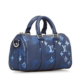 Louis Vuitton-Bolso satchel Keepall XS azul con monograma y tinta en acuarela de Louis Vuitton-Azul
