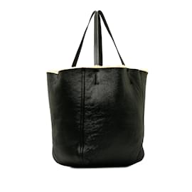 Céline-Black Celine Reversible Shearling Cabas Phantom Tote Bag-Black