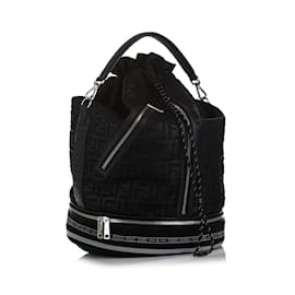 Fendi-Black Fendi Large Zucca Mon Tresor Holdall Bucket Bag-Black