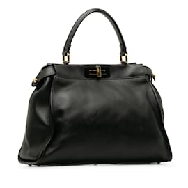 Fendi-Black Fendi Medium Peekaboo Satchel-Black