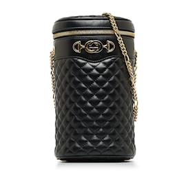 Gucci-Sac à bandoulière cylindrique noir Gucci Zumi-Noir