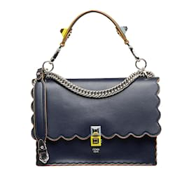 Fendi-Sac à main Kan I festonné bleu marine Fendi-Bleu Marine